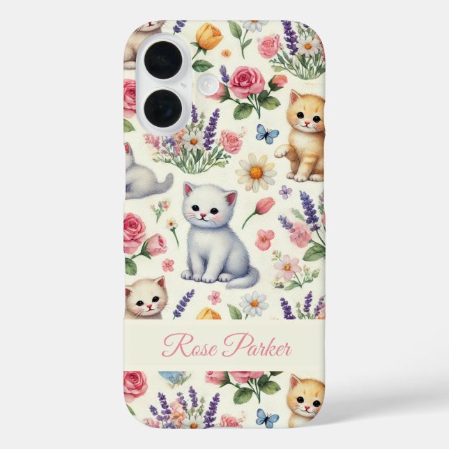 Funda iPhone 16 Estuche de personalizable para gatitos y teléfono  (Reverso )