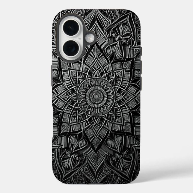 Funda iPhone 16 Estuche de teléfono con mandala elegante  (Reverso )