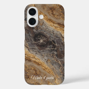Funda iPhone 16 Estuche de teléfono con nombre de mármol personali