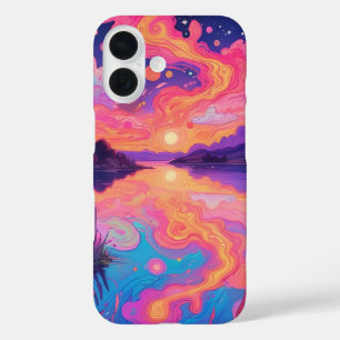 Funda iPhone 16 Estuche de teléfono de cielo pastel psicodélico
