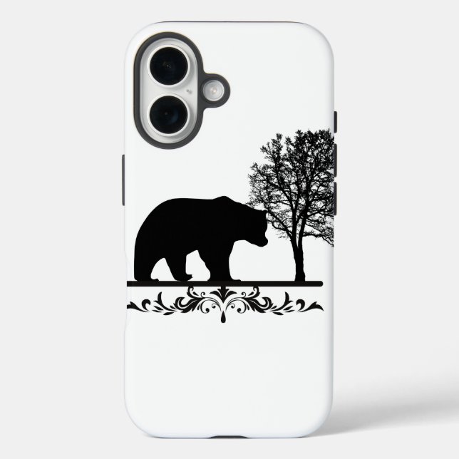 Funda iPhone 16 estuche de teléfono de diseño de oso, manzana (Reverso )