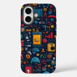 Funda iPhone 16 Estuche de teléfono de grafitti volcado nostalgia