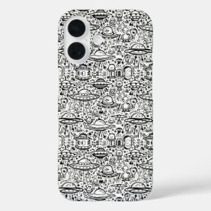 Funda iPhone 16 Estuche de teléfono de patrón Alien