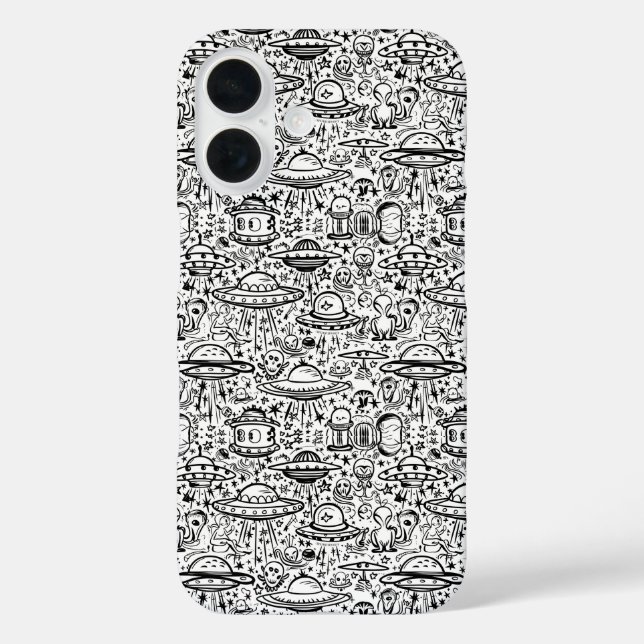 Funda iPhone 16 Estuche de teléfono de patrón Alien (Reverso )