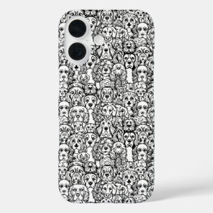 Funda iPhone 16 Estuche de teléfono de patrón de cabeza de perro