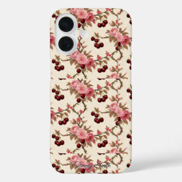 Funda iPhone 16 Estuche de teléfono de patrón de cerezo de tocador