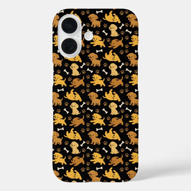Funda iPhone 16 Estuche de teléfono de patrón de perro lindo (Reverso )