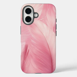 Funda iPhone 16 Estuche de teléfono de plumas de color rosa suave
