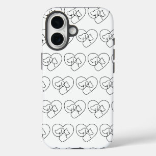 Funda iPhone 16 Estuche de teléfono del patrón de corazón de la lí