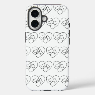 Funda iPhone 16 Estuche de teléfono del patrón de corazón de la lí