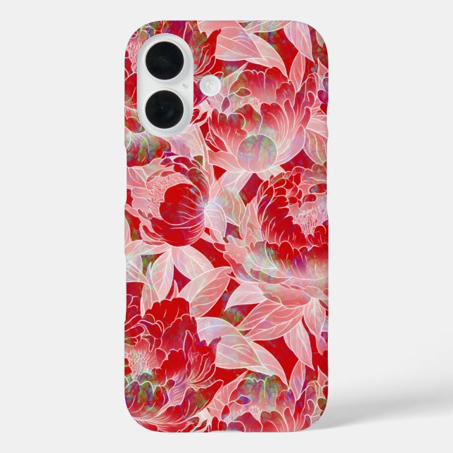 Funda iPhone 16 Estuche de teléfono floral (Reverso )