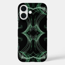 Estuche de teléfono fractal negro y verde