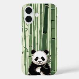 Funda iPhone 16 Estuche de teléfono Panda con bambú