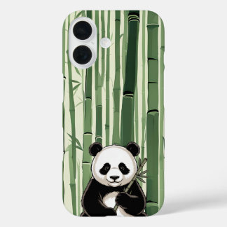 Funda iPhone 16 Estuche de teléfono Panda con bambú