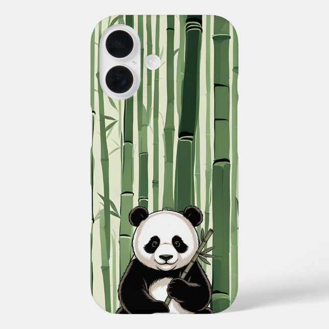 Funda iPhone 16 Estuche de teléfono Panda con bambú (Reverso )