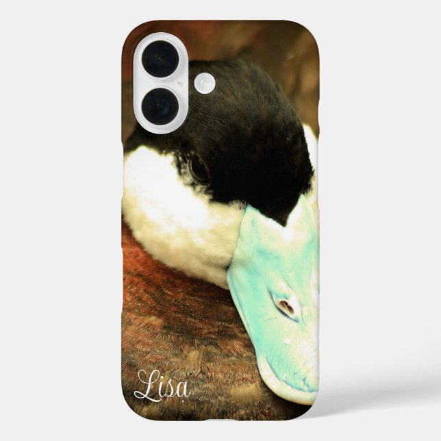 Funda iPhone 16 Estuche de teléfono personalizado de pato azul (Reverso )
