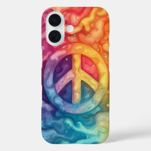 Funda iPhone 16 Estuche de teléfono satinado Rainbow Peace