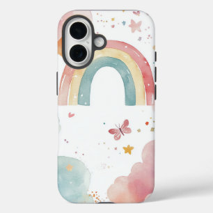 Funda iPhone 16 Estuche Dream Watercolor Arcoiris Whimsy Phone
