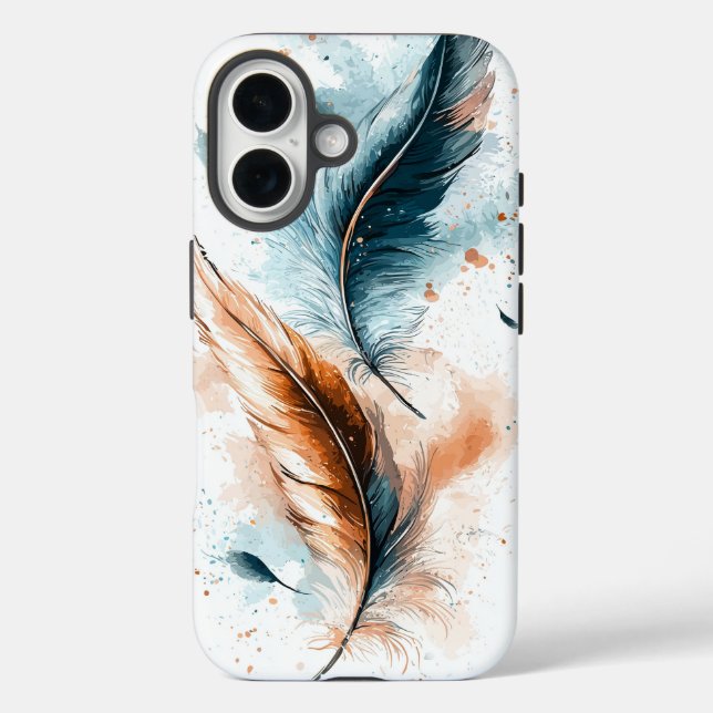 Funda iPhone 16 Estuche Dream Watercolor Delicate Feather Phone (Reverso )