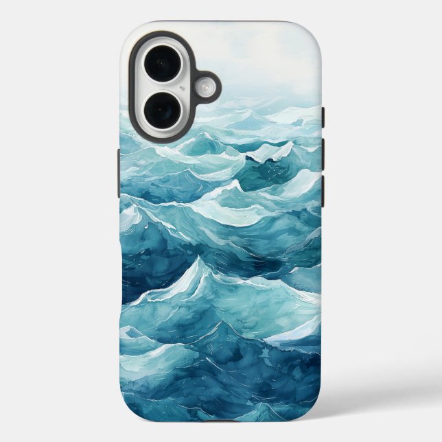Funda iPhone 16 Estuche Dream Watercolor Ocean Wave Phone (Reverso )