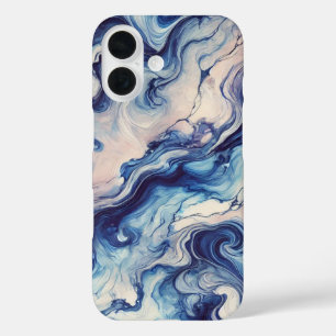 Funda iPhone 16 Estuche elegante de teléfono azul y morado abstrac