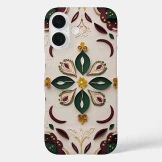 Funda iPhone 16 Estuche elegante para iPhone Floral de Rangoli y K