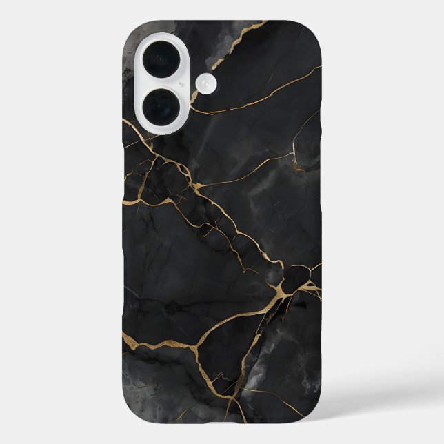 Funda iPhone 16 Estuche elegante para teléfono de mármol de venas  (Reverso )