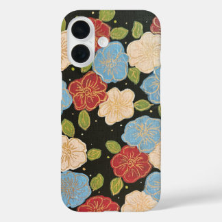 Funda iPhone 16 Estuche Floral para iPhone de blues, rosa, verde y