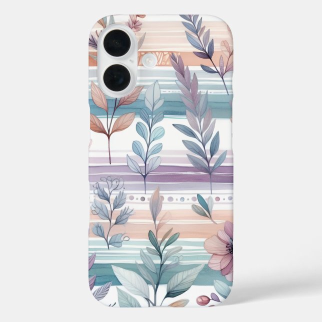 Funda iPhone 16 Estuche Floral Watercolor Phone (Reverso )