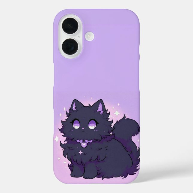 Funda iPhone 16 Estuche Fluffy Cat Phone (Reverso )