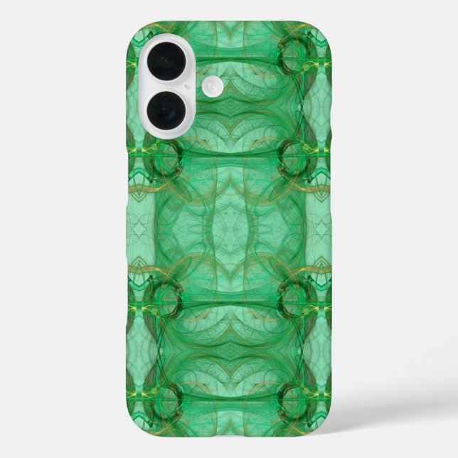 Funda iPhone 16 Estuche Green Fractal iPhone (Reverso )