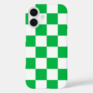 Funda iPhone 16 Estuche Green White Checkered Check Pattern para i
