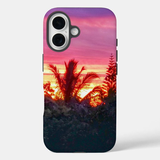 Funda iPhone 16 Estuche Hawaiano para teléfono Sunset (Reverso )