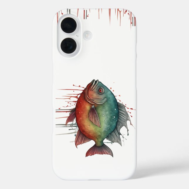 Funda iPhone 16 Estuche iPhone / iPad - Watercolor Series: Piranha (Reverso )