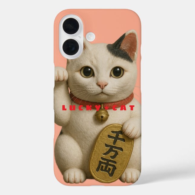 Funda iPhone 16 Estuche japonés para iPhone con encanto para gato  (Reverso )