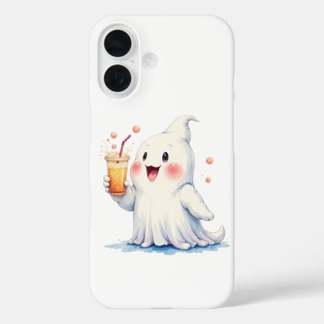 Funda iPhone 16 Estuche Kawaii Ghost Bebe Soda Phone (Reverso )