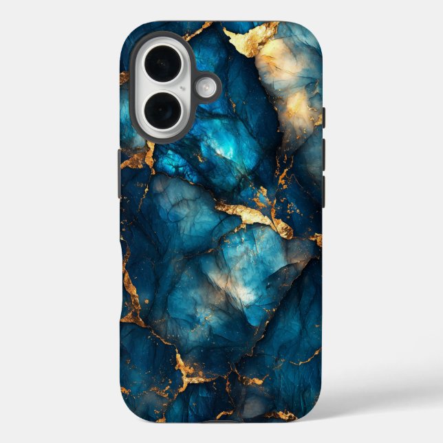 Funda iPhone 16 Estuche Luminoso para teléfono de piedra medianoch (Reverso )