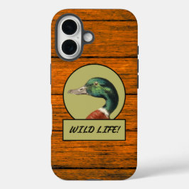 Funda iPhone 16 Estuche Mallard Duck Wood Grain Funda-Mate para iP