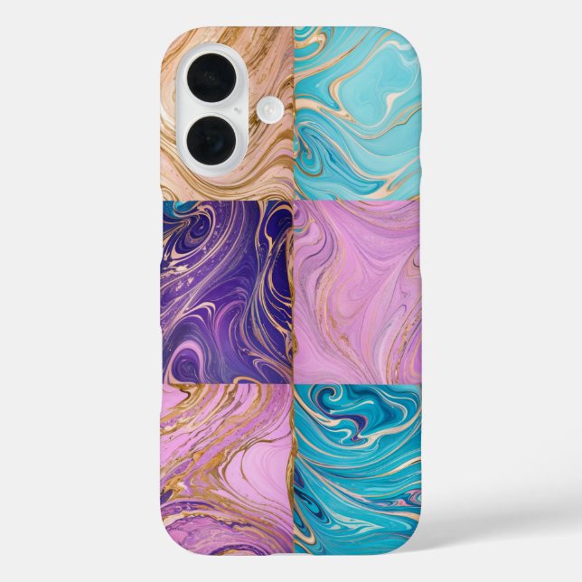 Funda iPhone 16 Estuche Marble Gold Swirtel Phone (Reverso )