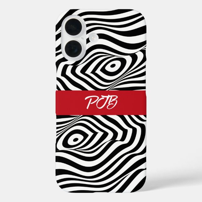 Funda iPhone 16 Estuche moderno para iPhone de banda de cebra - Mo (Reverso )