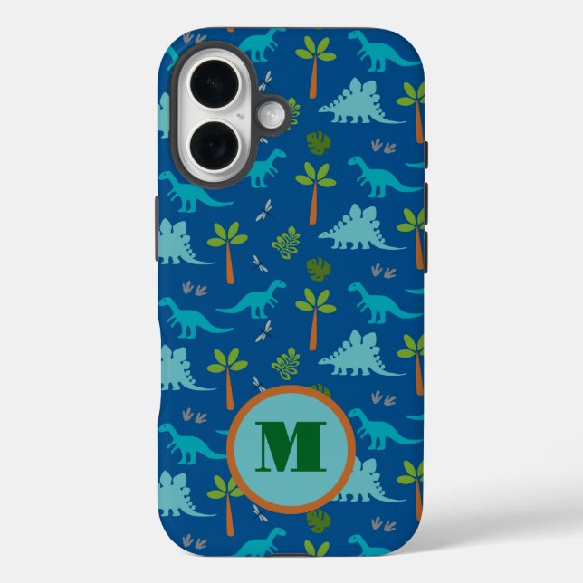 Funda iPhone 16 Estuche Monograma Dinosaur iPhone / iPad (Reverso )