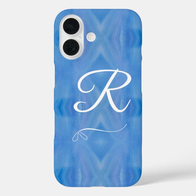 Funda iPhone 16 Estuche Monogrammed Blue and White para iPhone / i (Reverso )