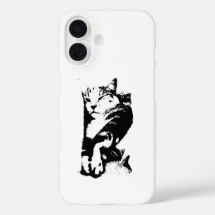 Funda iPhone 16 Estuche negrita para iPhone con tinta para gato