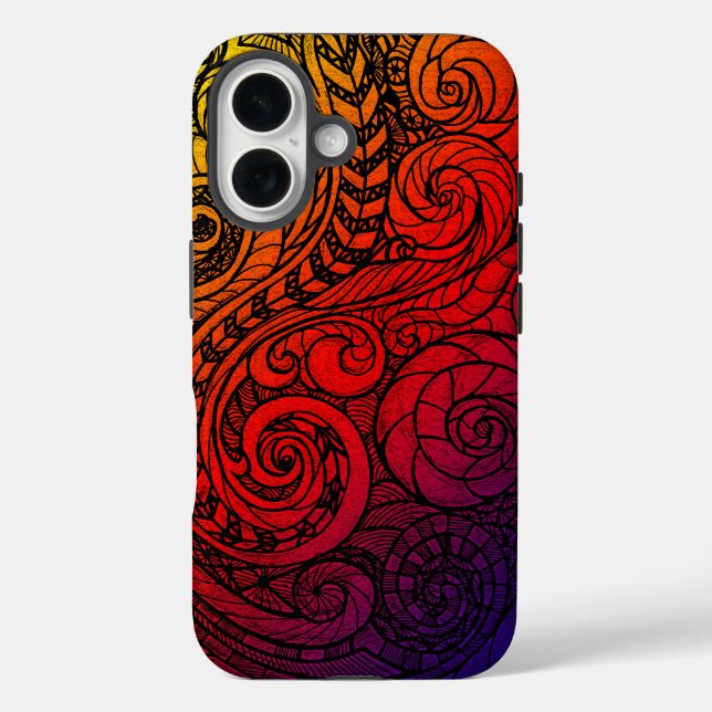 Funda iPhone 16 Estuche negrita Swirl Doodle para iPhone (Reverso )