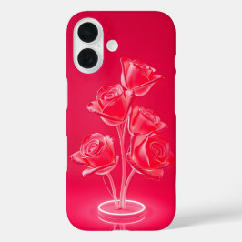 Funda iPhone 16 Estuche Neon Pink Glow Rosas Funda-Mate para iPhon