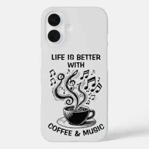 Funda iPhone 16 Estuche para café y teléfono musical