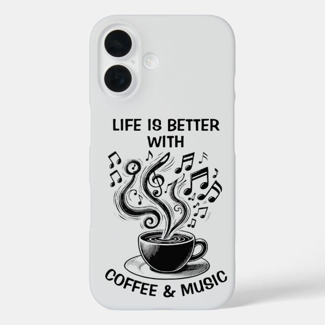 Funda iPhone 16 Estuche para café y teléfono musical (Reverso )