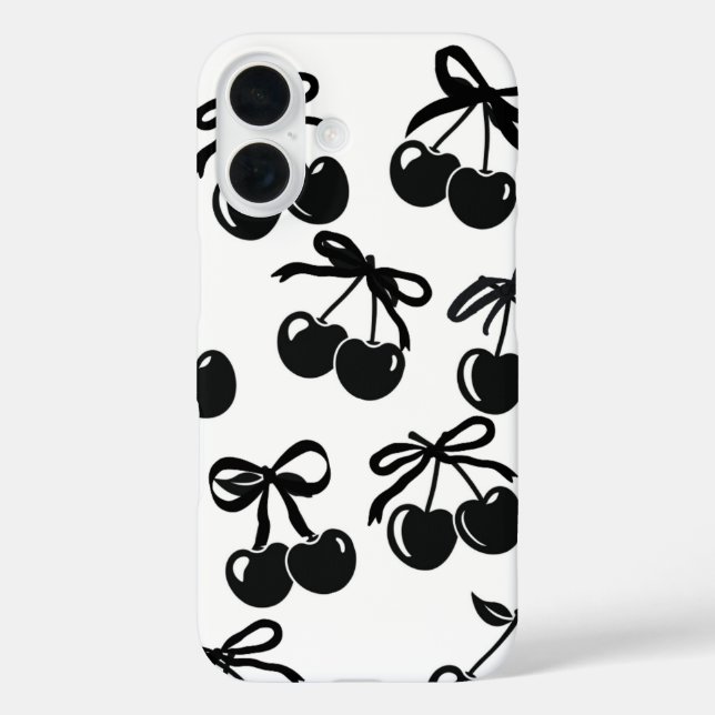 Funda iPhone 16 Estuche para cinta negra y teléfono de cerezo - El (Reverso )