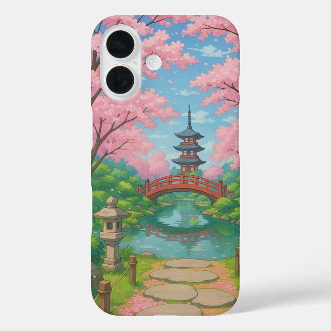 Funda iPhone 16 Estuche para iPhone16 Temple and Cherry Blossom (Reverso )