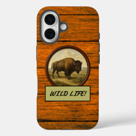 Funda iPhone 16 Estuche para iPhone American Bison Wood Grain Fund
